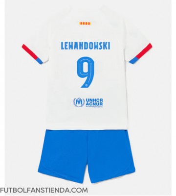 Barcelona Robert Lewandowski #9 Segunda Equipación Niños 2023-24 Manga Corta (+ Pantalones cortos)